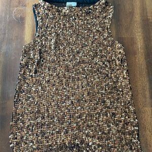 Sequin Y2K Tank Top in Metallic Bronze